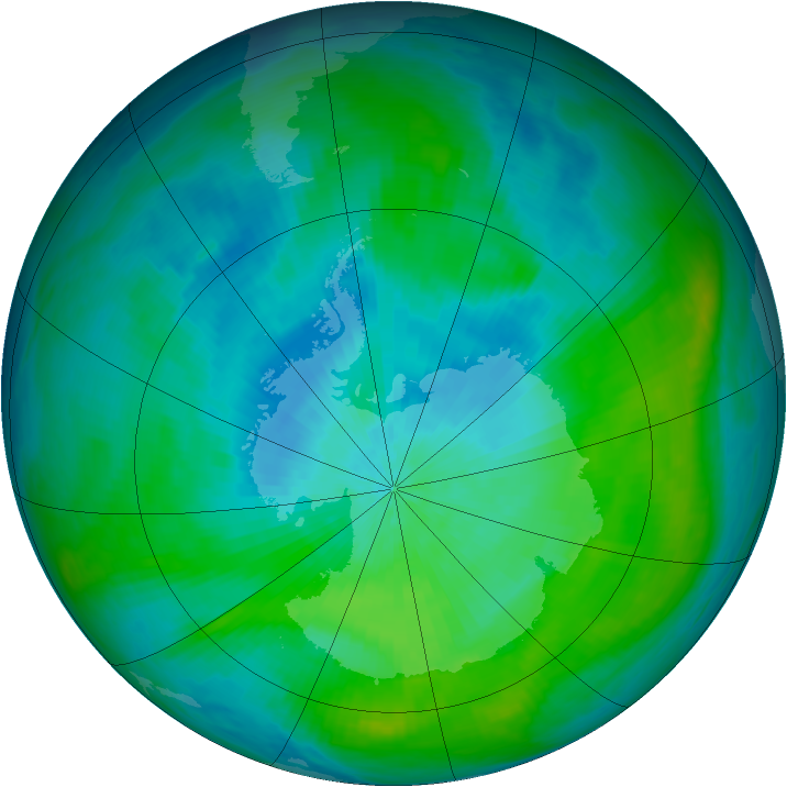 Antarctic ozone map for 26 February 1983